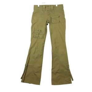 VTG Guess Jeans Cargo Pants Women 27 Olive Green Rare Y2K Bootcut Low Rise